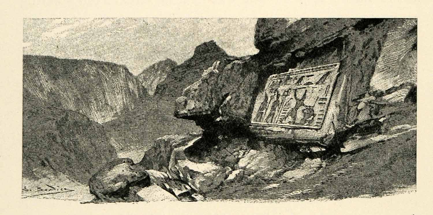 1903 Print Bas Relief Sahuru Wadi Maghara Boudier Sahure Sinai Peninsula XHA3
