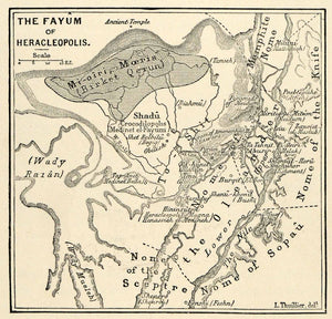 1903 Print Fayum Heracleopolis Map Thuillier Ihnasiya Umm Al-Kimam Egypt XHA3