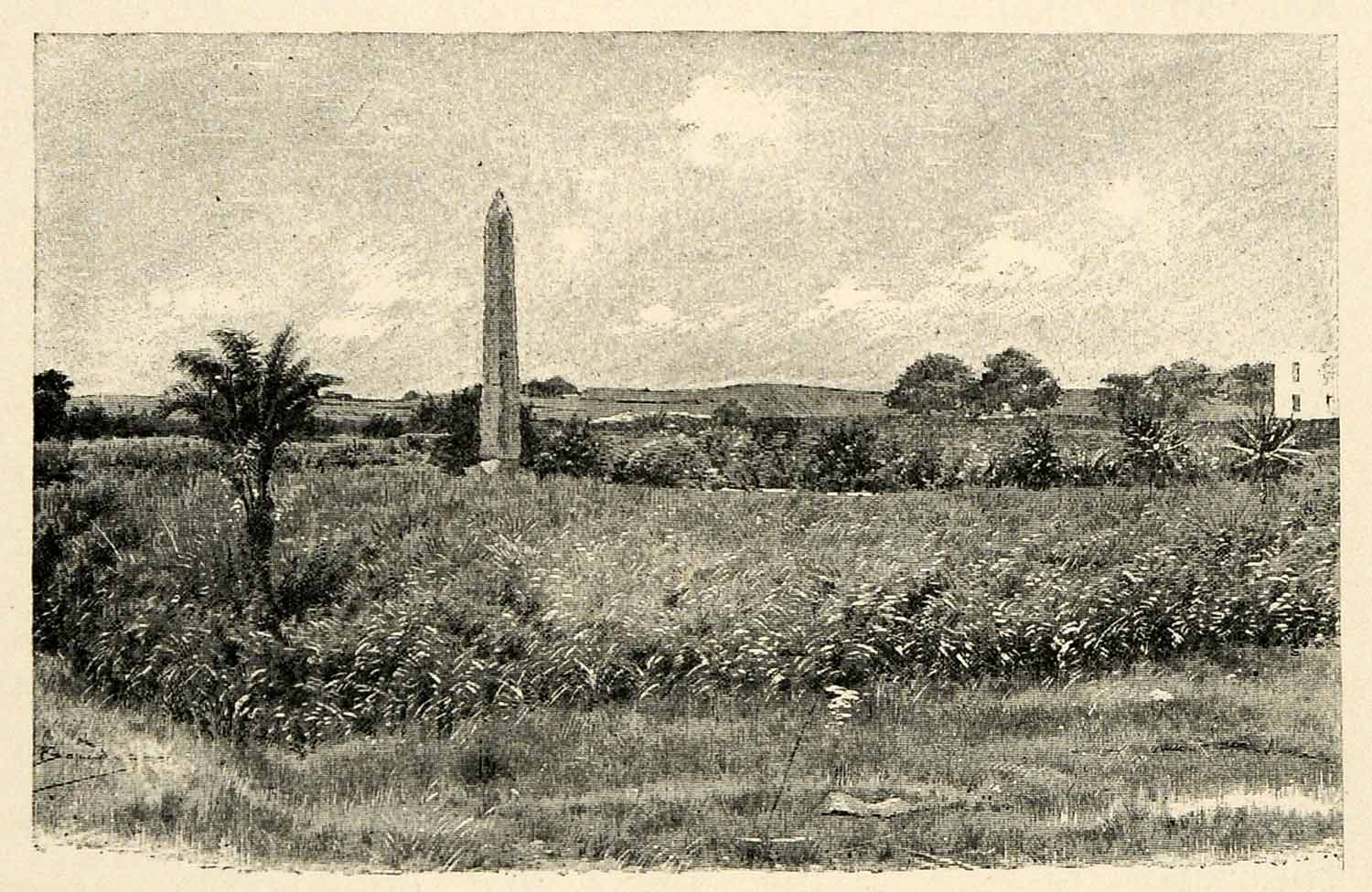 1903 Print Obelisk Usertsen Heliopolis Boudier Ancient Egypt Landscape XHA3