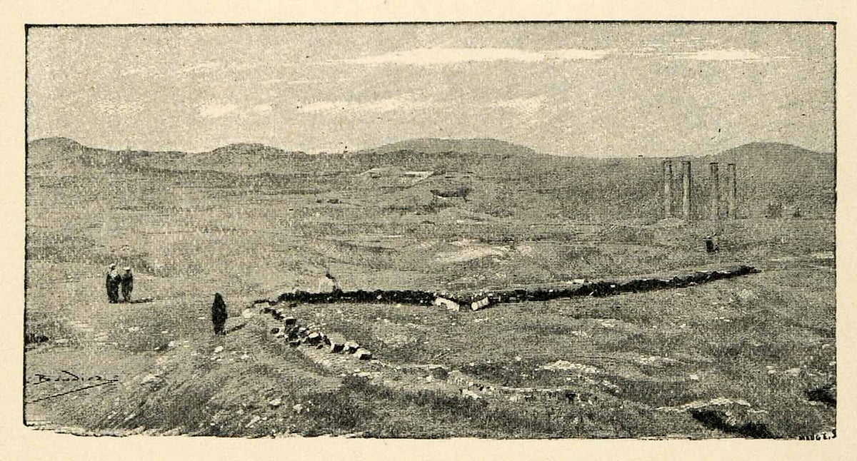 1903 Print Heracleopolis Egypt Column Ruins Boudier Capital Heracles X ...