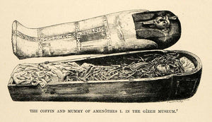 1903 Print Amenothes I Amenhotep Sarcophagus Mummy Faucher-Gudin Corpse XHA3