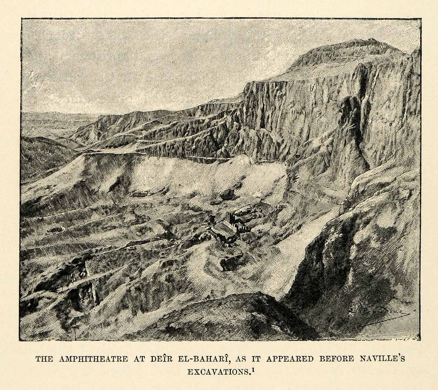 1903 Print Boudier Deir El-Bahari Excavation Naville Egypt Natural XHA3