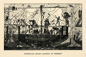 1903 Print Phoenicia Boat Thebes Egypt Mast Nile Boudier Mural Tomb Sailing XHA3 - Period Paper
