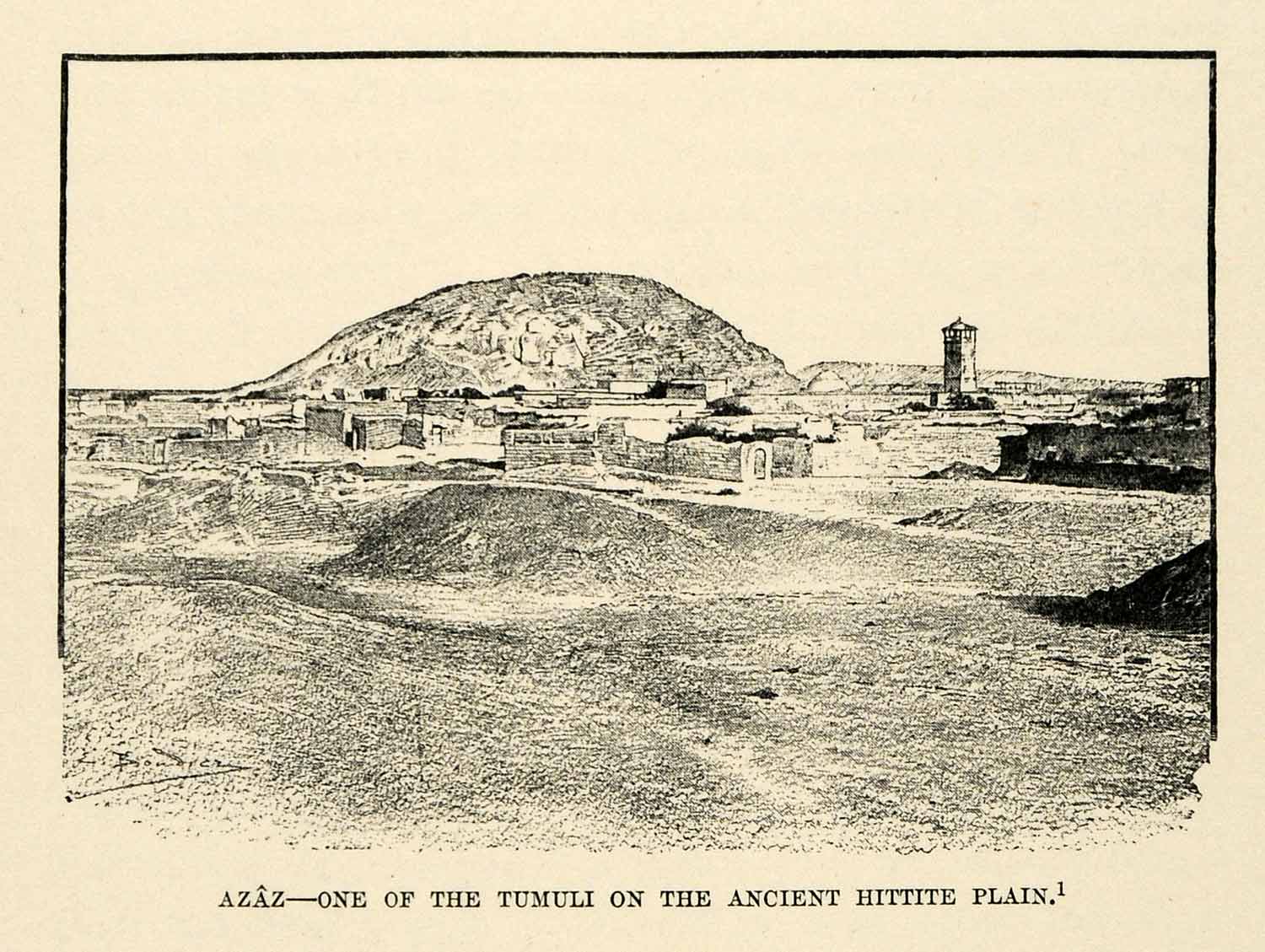 1903 Print Azaz Tumulus Boudier Syria Hittite Plain Assyrian Empire Middle XHA3