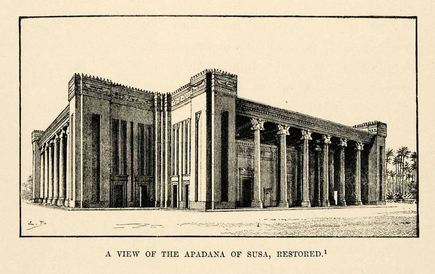 1903 Print Apadana Susa Boudier Hypostyle Restoration Column Architecture XHA3