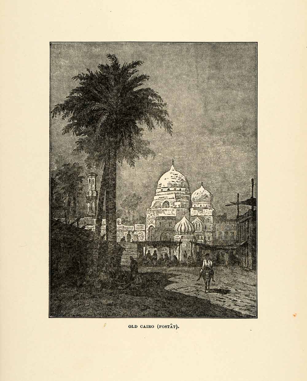 1904 Print Cairo Fostat Arab Egypt Minaret Dome Architecture Islam Mosque XHA4
