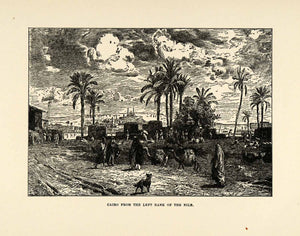 1904 Print Cairo Nile Egypt Commerce Mosque Africa Middle East Palm Camel XHA4
