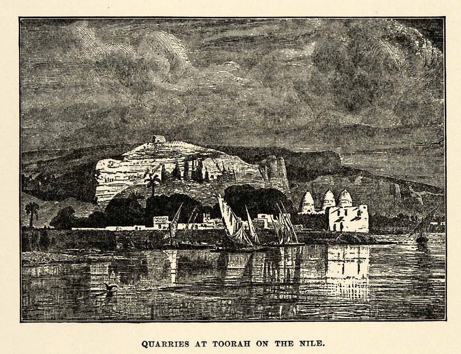 1904 Print Quarry Toorah Nile Tura Limestone Boat River Mining Construction XHA4