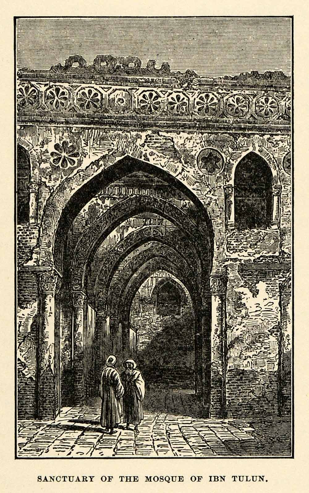1904 Print Sanctuary Mosque Ahmad Ibn Tulun Cairo Egpyt Liwan Pointed Arch XHA4