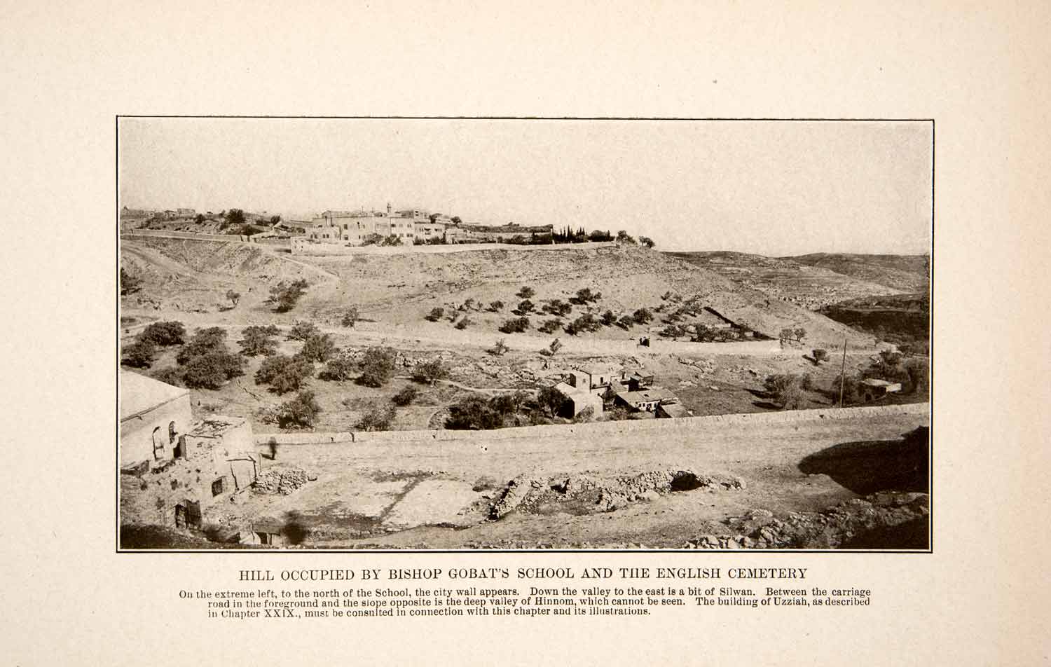 1908 Print Hinnom Landscape Bishop Gobat School Israel Jerusalem Road XHA7