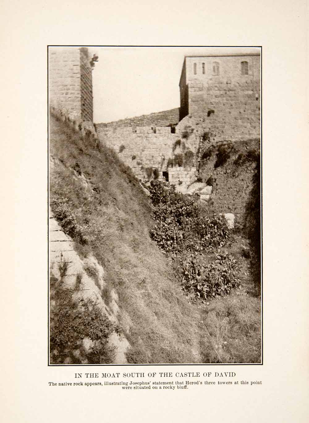 1908 Print Castle David Moat Josephus Flavius Jerusalem Israel Ruins XHA7