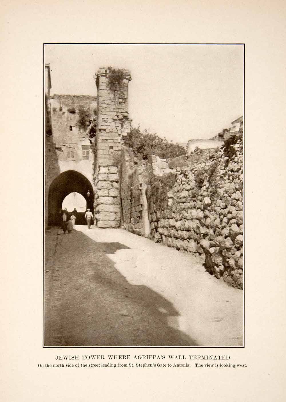 1908 Print Agrippa Jerusalem Jewish Tower Third Wall Josephus Historic XHA7 - Period Paper
