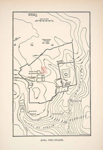 1908 Print Acra Jerusalem Hinnom Kidron Map Elevation Antonia Gobat Israel XHA7