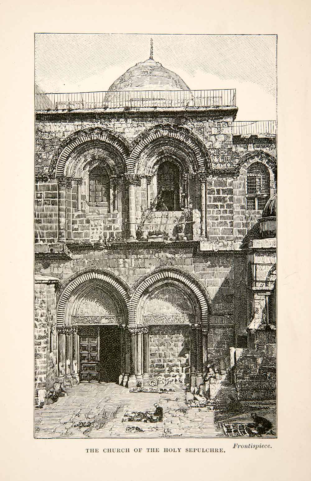 1891 Wood Engraving (Photoxylograph) Church Holy Sepulchre Jerusalem XHA8