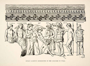1890 Print Volci Vulci Catacomb Italy Human Sacrifice Mythical Greek Roman XHB2