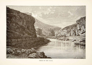 1890 Wood Engraving (Photoxylograph) Tagus River Gorge Waterway Spain XHB2