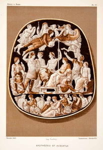 1890 Chromolithograph Art Apotheosis Augustus Greek God Roman Empire XHB2