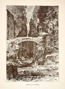 1890 Wood Engraving (Photoxylograph) Ancient Roman Sorrento Bridge XHB2