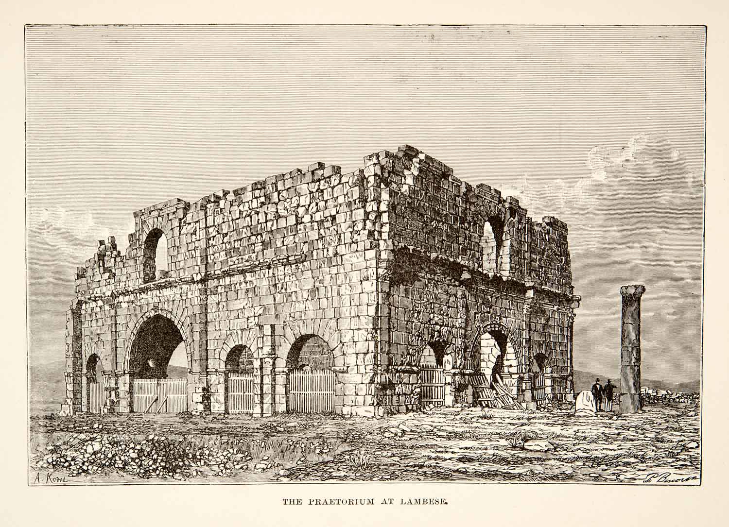 1890 Wood Engraving (Photoxylograph) Praetorium Lambese Algeria Africa XHB3