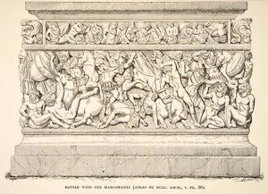 1890 Print Relief Sculpture Roman Marcomanni Battle War Prisoner Horse XHB3