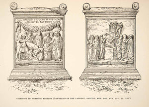 1890 Print Relief Sculpture Ancient Roman Sacrifice Domestic Fortune Throne XHB3