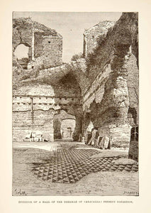 1890 Wood Engraving (Photoxylograph) Baths Thermae Caracalla Roman Ancient XHB3