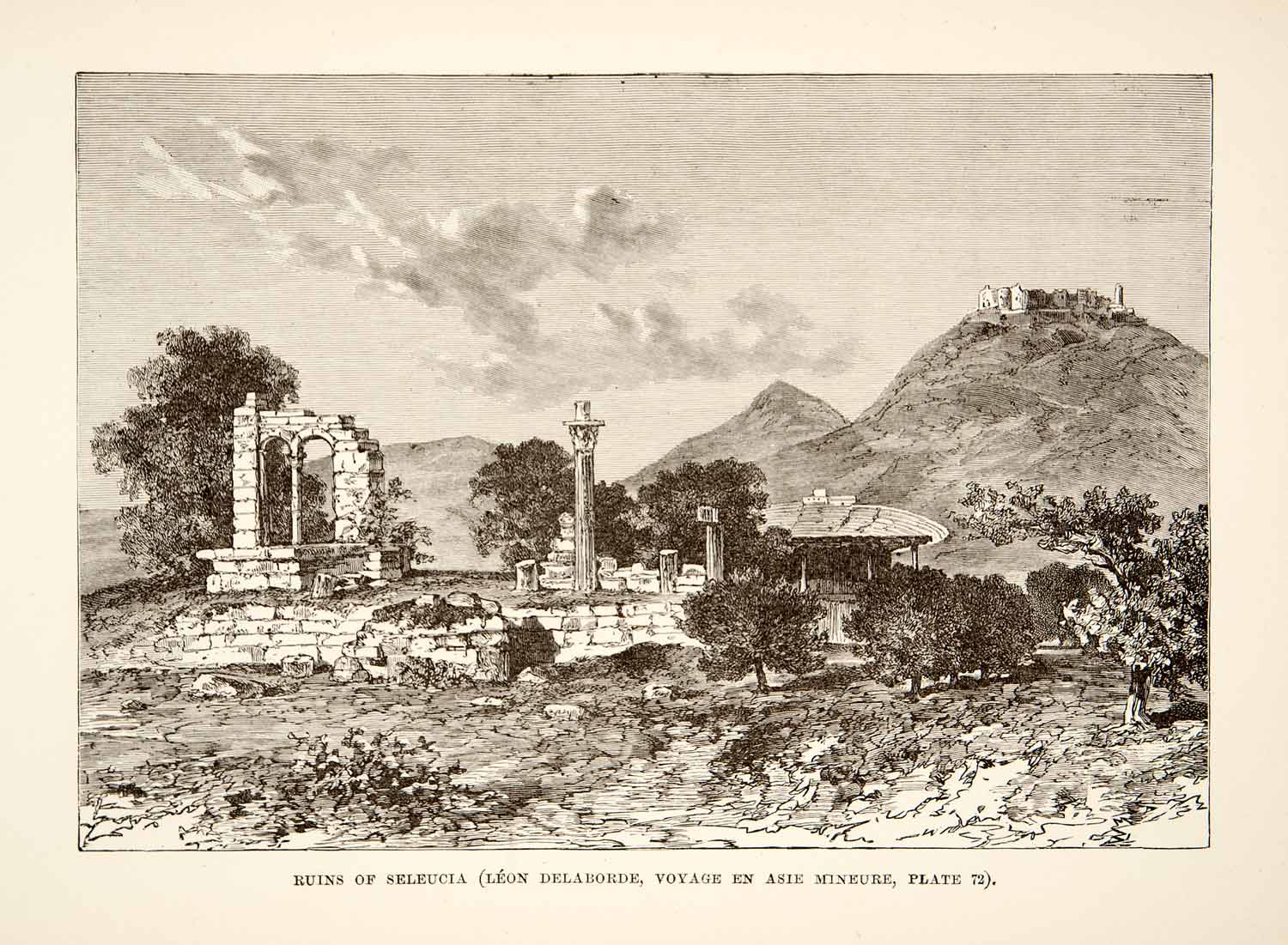 1890 Wood Engraving (Photoxylograph) Seleucia Tigris Mesopotamia Ruins XHB3