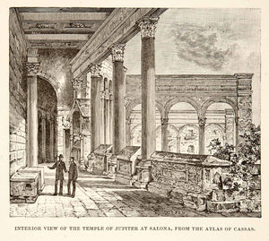 1890 Wood Engraving Temple Jupiter Roman Salona Solin Dalmatia Croatia XHB3