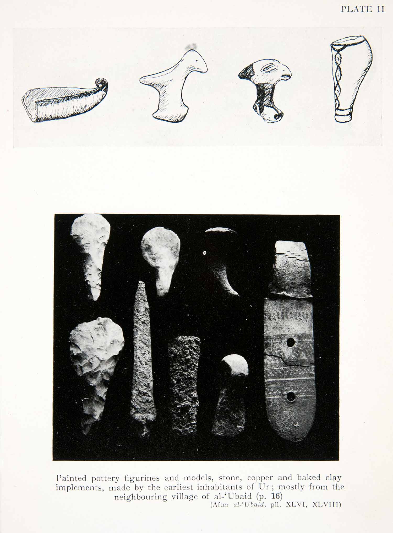 1929 Print al-'Ubaid Pottery Tools Models Ur Inhabitants Artifacts Iraq XHB6