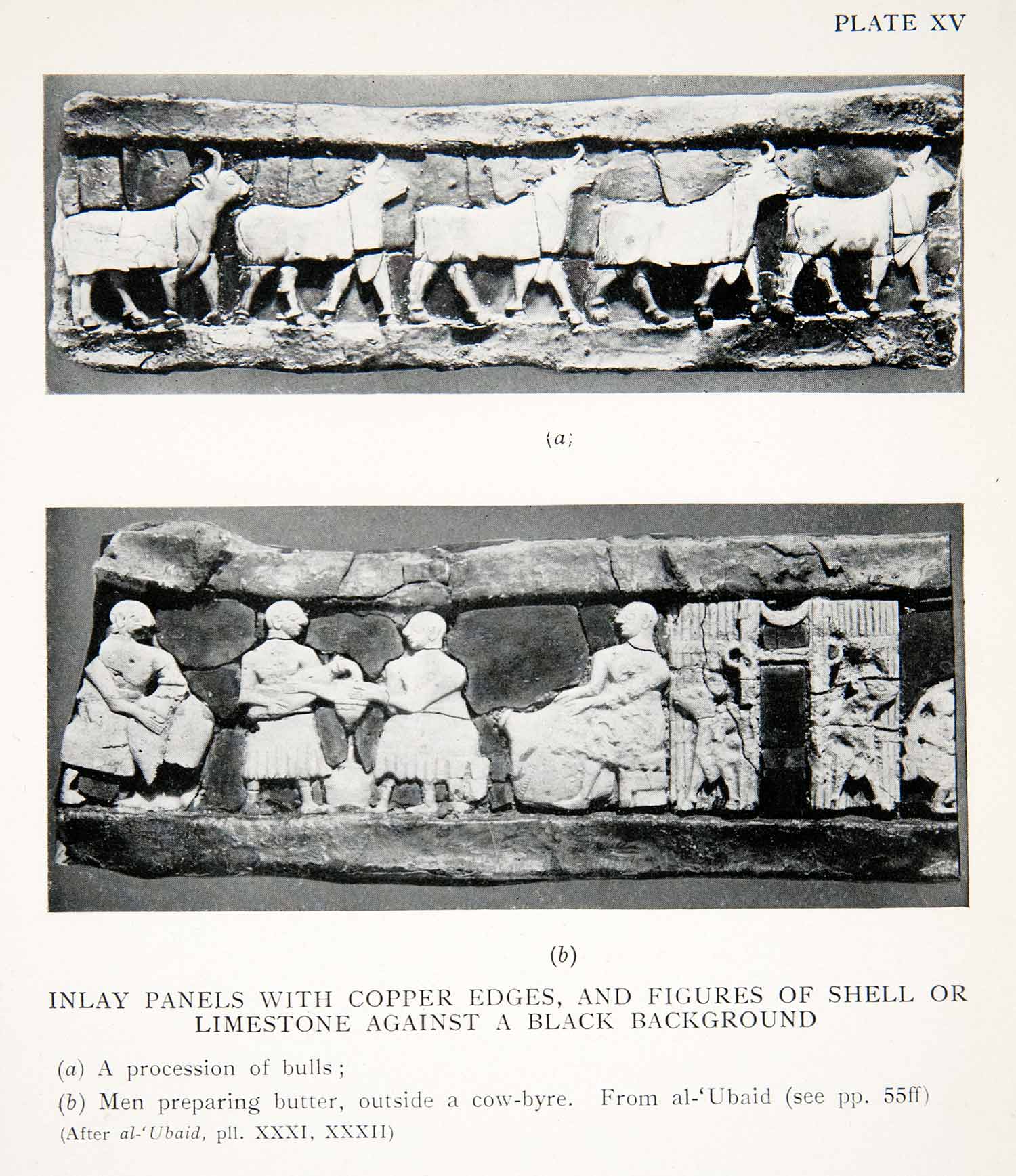1929 Print Procession Bull Men Prepare Butter Copper Limestone Anicient XHB6