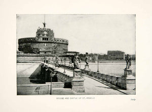 1902 Print Castel Sant'Angelo Mausoleum Hadrian Rome Italy Historic XHC1