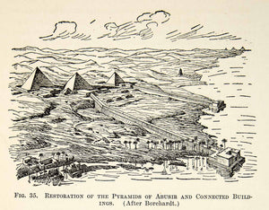 1909 Print Restoration Pyramids Abusir Nile Archeological Egyptian Causeway XHC8