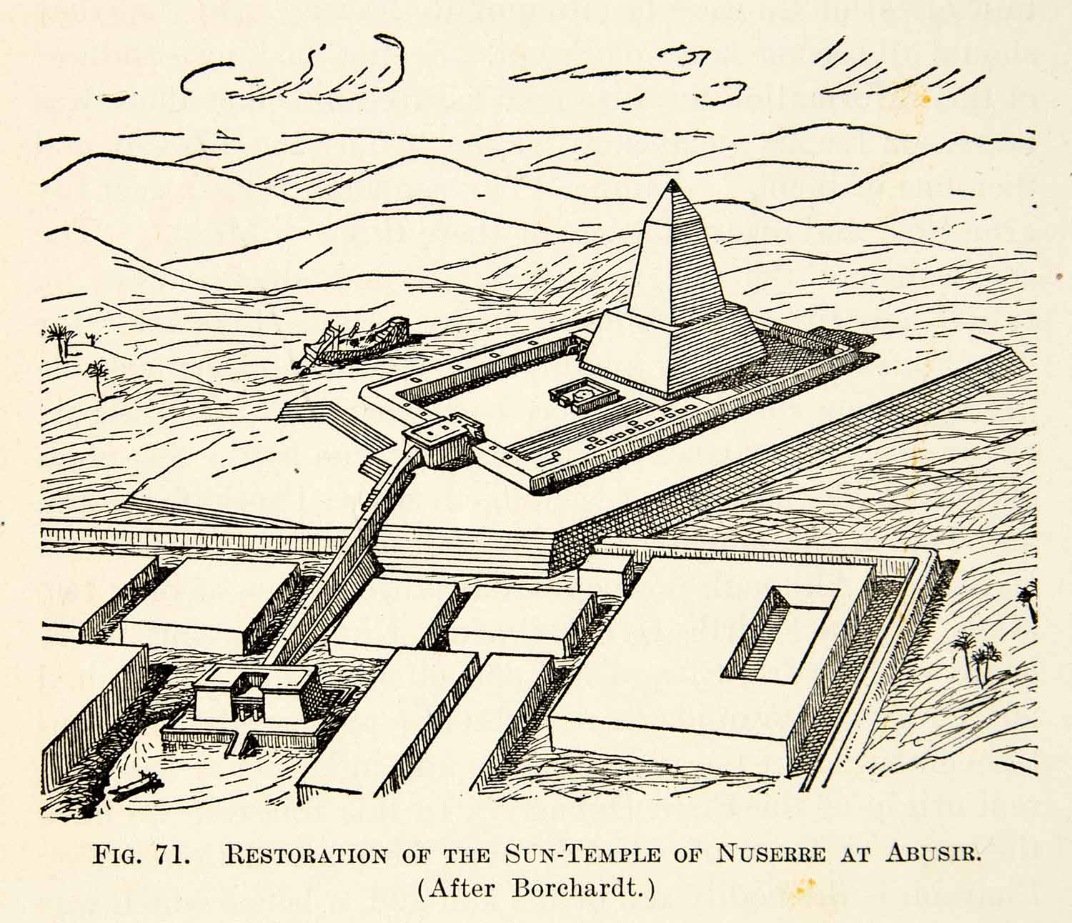 1909 Print Restoration Sun Temple Nyuserre Abusir Archeological Site Abu XHC8