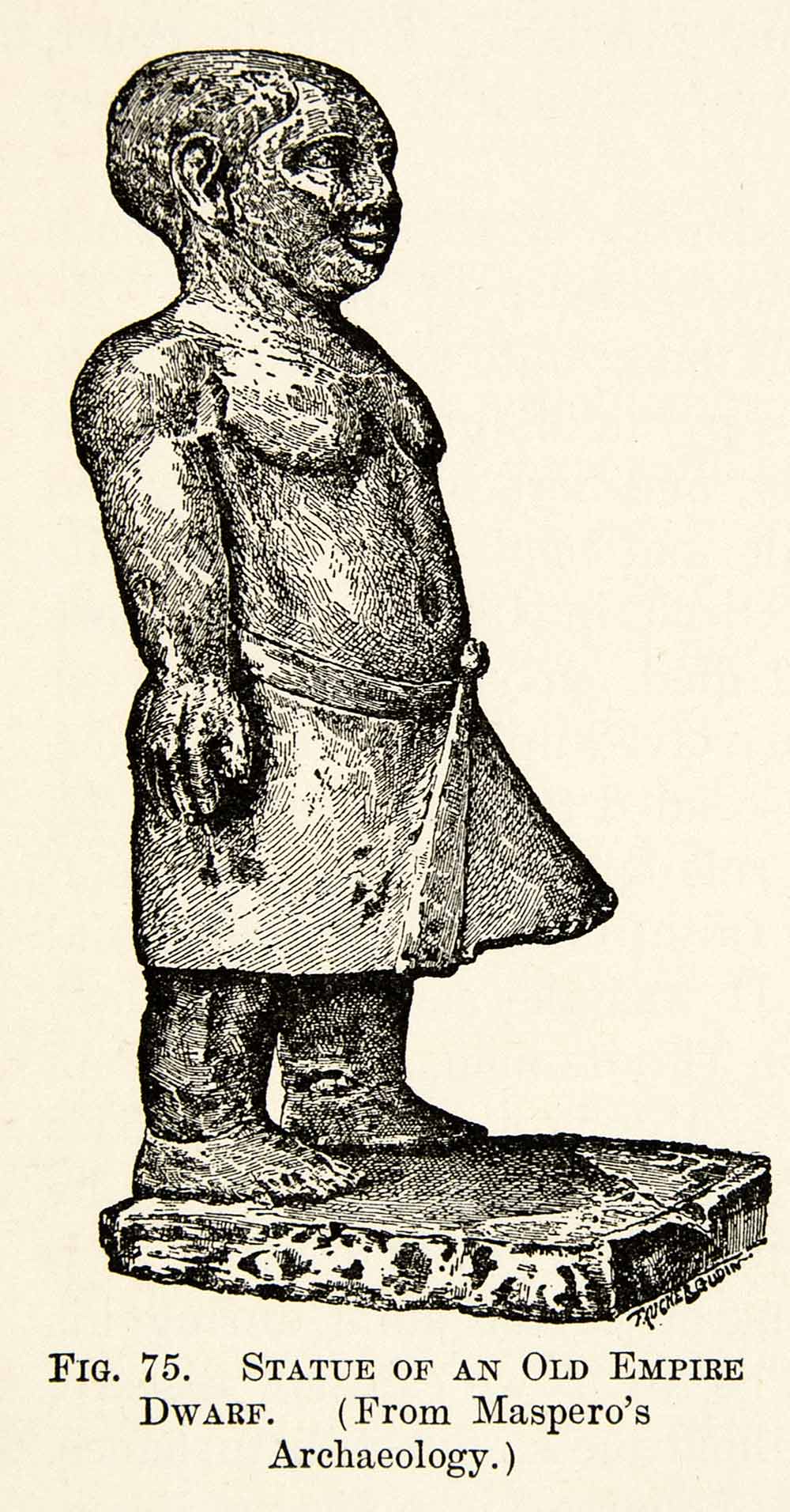 1909 Print Old Kingdom Dwarf Statue Artifact Archeology Little Person XHC8