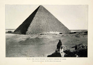 1909 Print Great Pyramid Giza Egypt Khufu Cheops Landmark Archeological XHC8