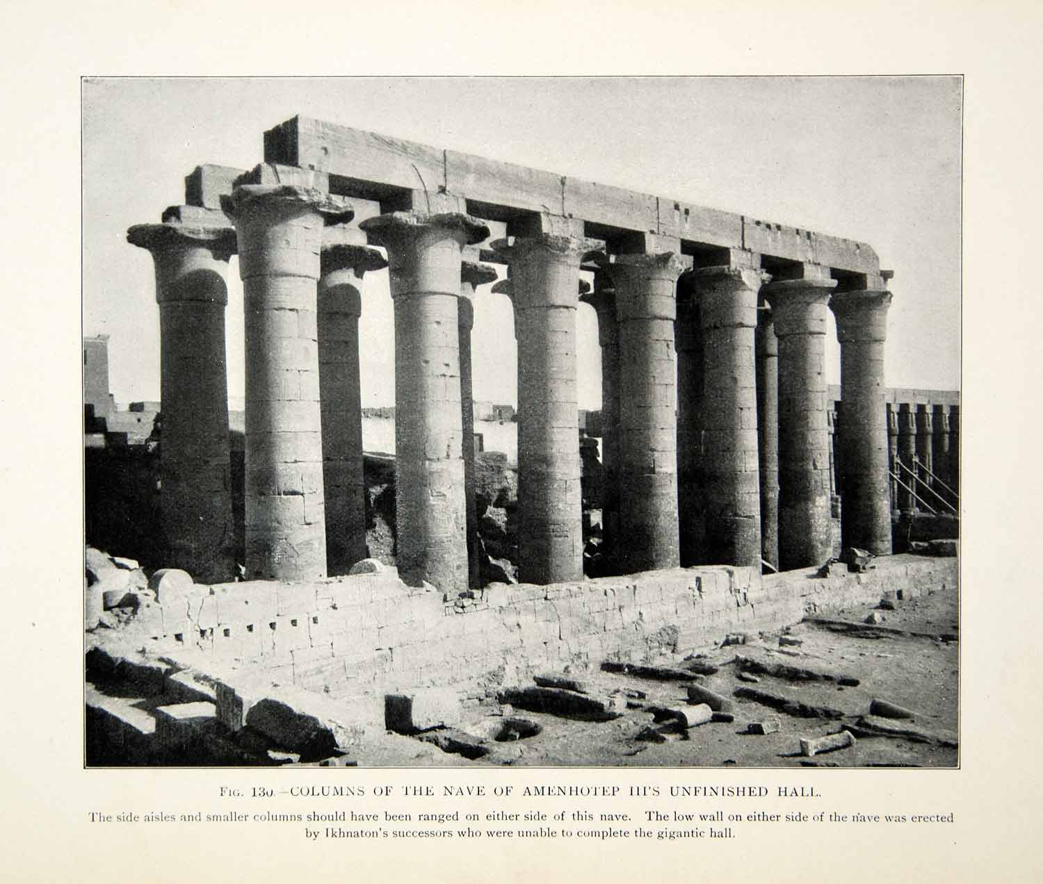 1909 Print Egyptian Columns Amenhotep III Capital Landmark Ruins Ancient XHC8
