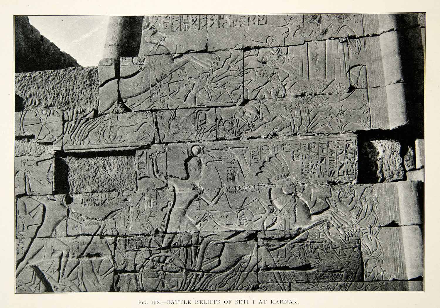 1909 Print Battle Relief Seti Karnak Egyptian Archaeology Chariot Pharaoh XHC8