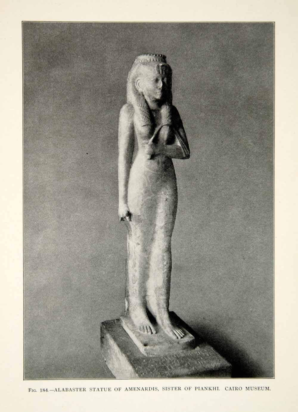 1909 Print Alabaster Statue Amenardis Sculpture Egypt Stone Figure Woman XHC8