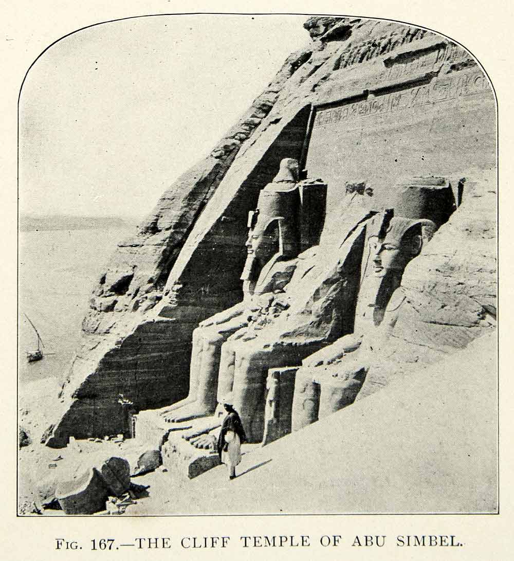 1909 Print Temple Abu Simbel Colossus Entrance Egyptian Statue XHC8