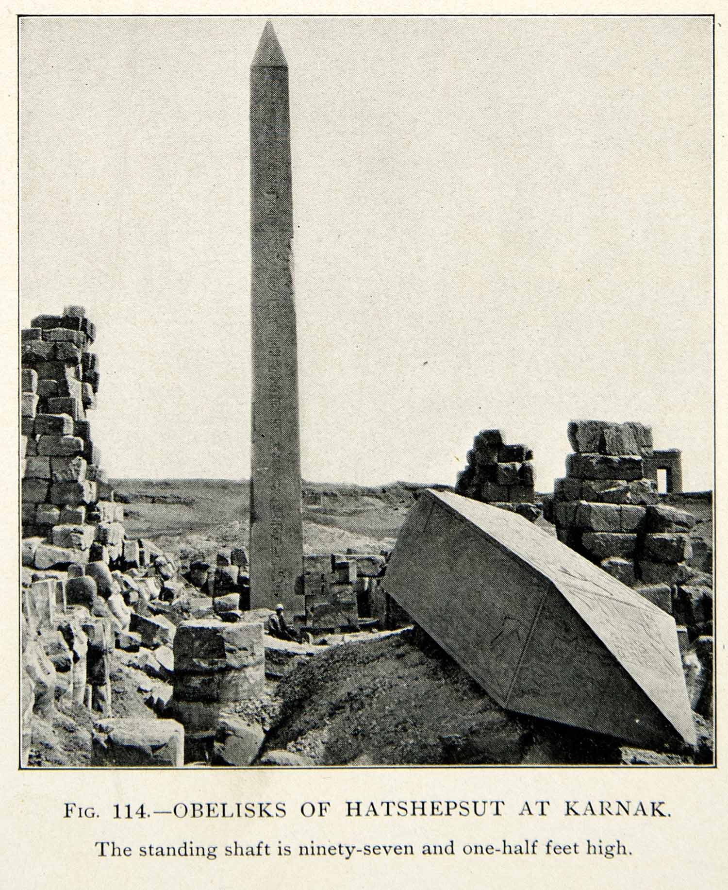 1909 Print Obelisk Hatsheput Karnak Egyptian Ancient Landmark Site XHC8