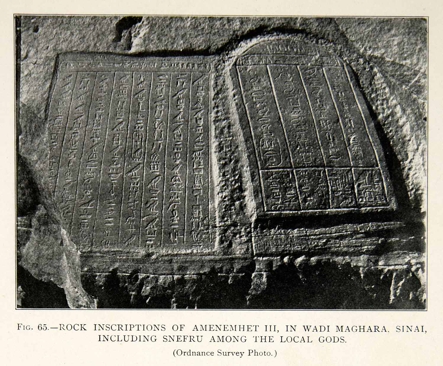 1909 Print Amenemhet III Wadi Maghara Sinai Rock Inscriptions Snefru XHC8