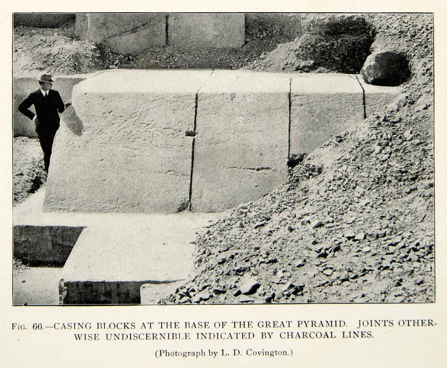 1909 Print Blocks Great Pyramid Joint Archaeological Egyptian Historical XHC8