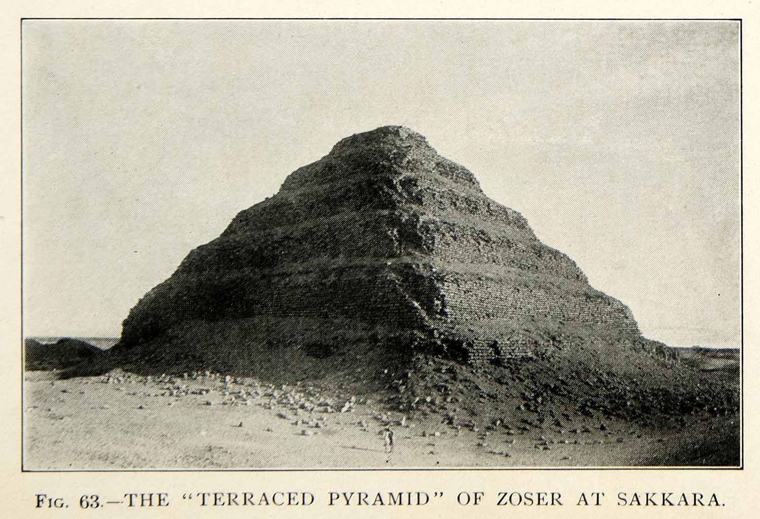 1909 Print Terraced Pyrmaid Zoser Sakkara Archaeological Tomb Step Landmark XHC8