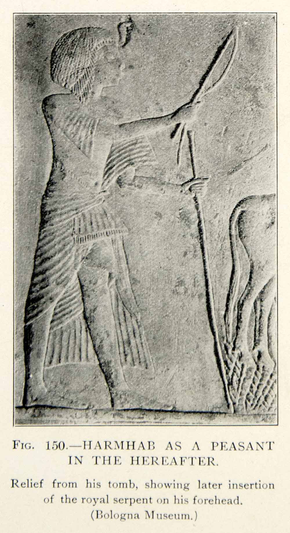 1909 Print Harmhab Peasant Bas Relief Tomb Carving Archaeological Figure XHC8