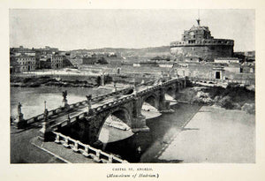 1908 Print Castel Sant'Angelo Mausoleum Hadrian Adrian Castle Parco Adriano XHC9