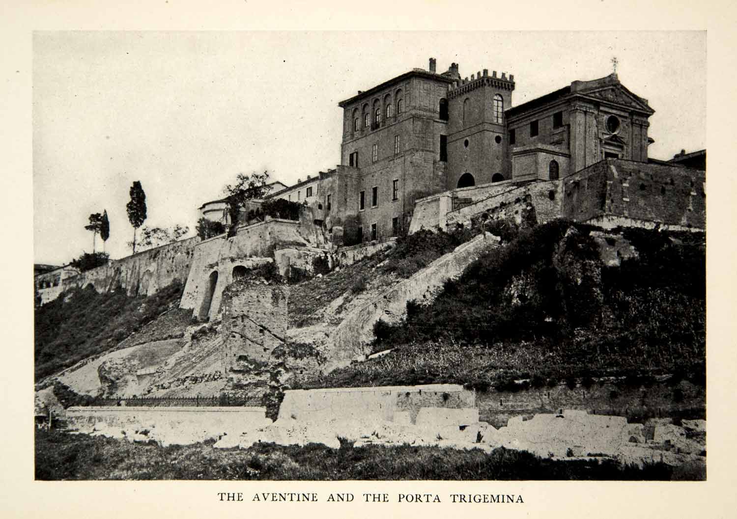 1905 Print Aventine Porta Trigemina Hillside Architecture Rome Seven Ripa XHD4