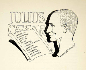 1947 Lithograph Julius Caesar Calendar Scroll Quinctilis Juleus Genevieve XHD7