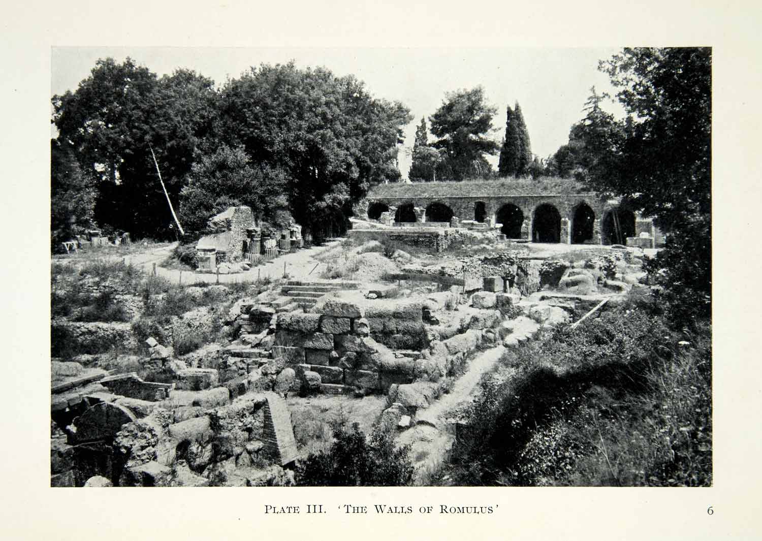 1914 Print Murus Romuli Walls Romulus Palatine Hill Rome Roman Caelian XHD8