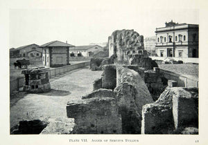 1914 Print Agger Servius Tullius Servian Wall Rampart Mura Serviane Rome XHD8