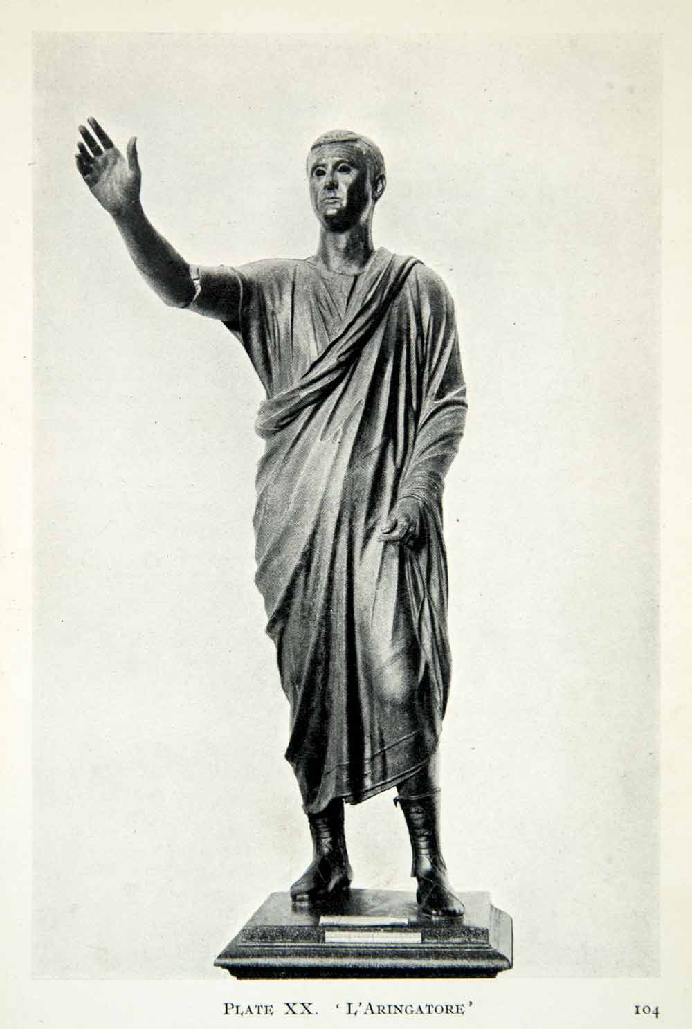 1914 Print Arringatore Orater Speaker Etruscan Bronze Statue Tunic Toga XHD8